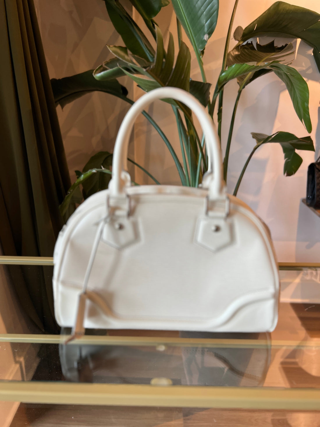 LOUIS VUITTON Ivory Epi Leather Montaigne PM Satchel