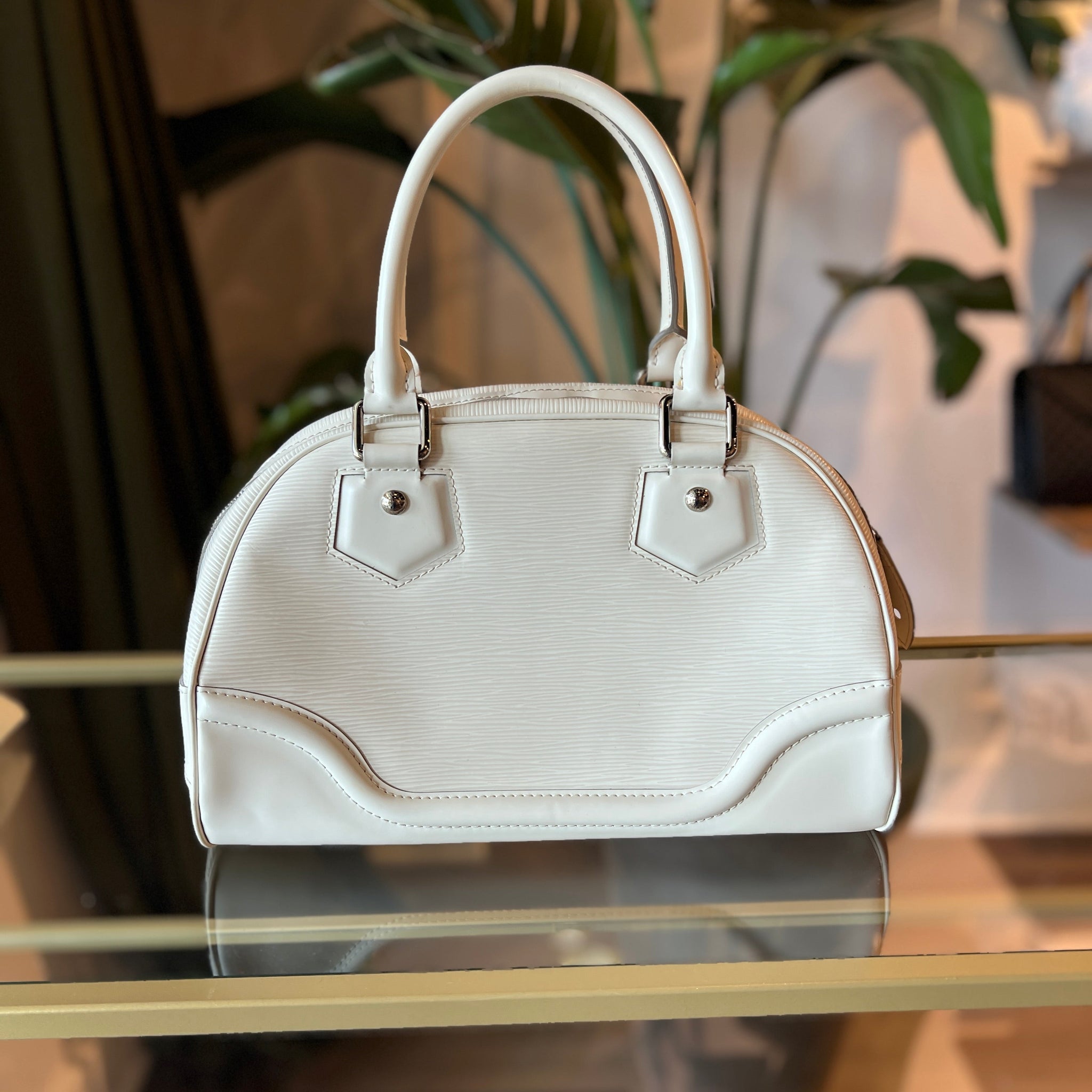 LOUIS VUITTON Ivory Epi Leather Montaigne PM Satchel