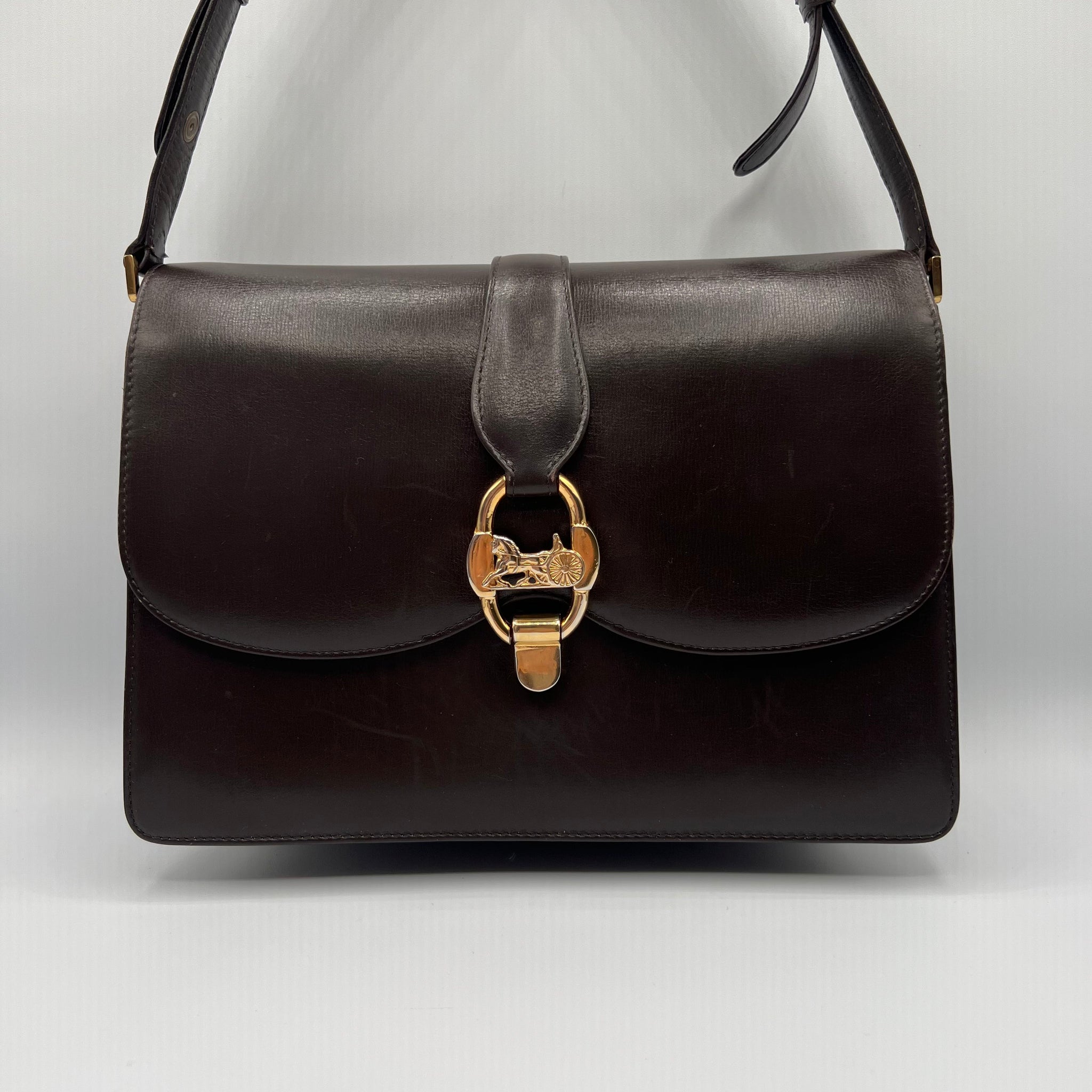 Dark Brown Boxcalf Shoulder Bag