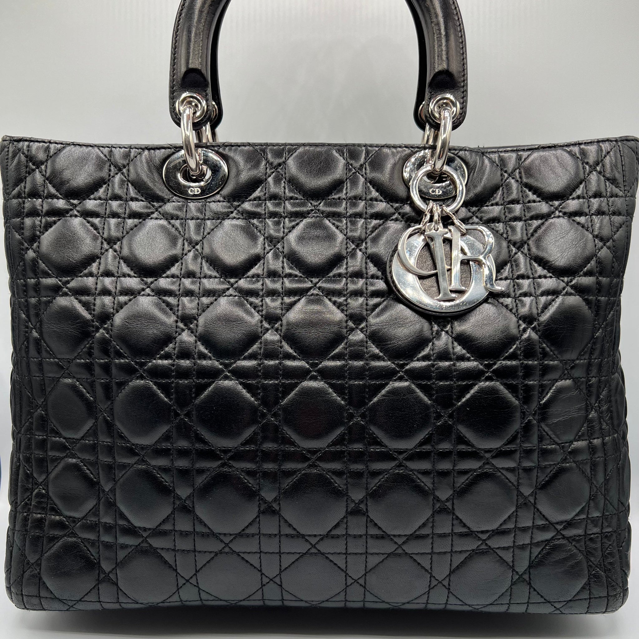 Black Lambskin Large Lady Dior